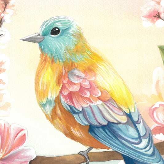 Blossom & Song - Original Painting Watercolour on Paper