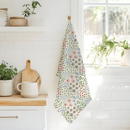 Pastel Wildflower Tea Towel — Floral Spring Kitchen Towel