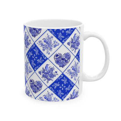 Blue Delft Tile Pattern Ceramic Mug 11oz