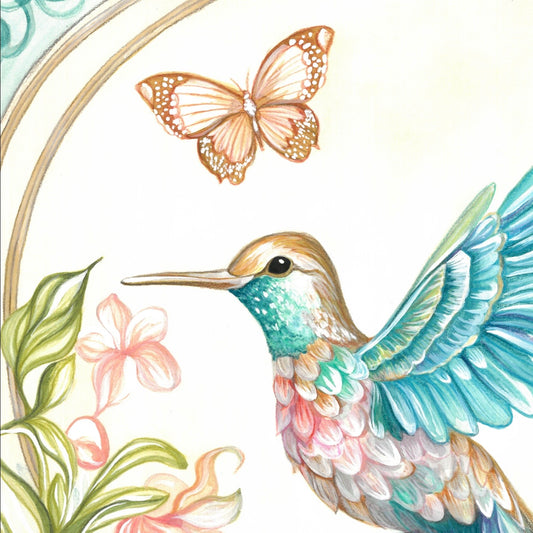 Radiant Hummingbird Arch - Original Painting Watercolour on Paper