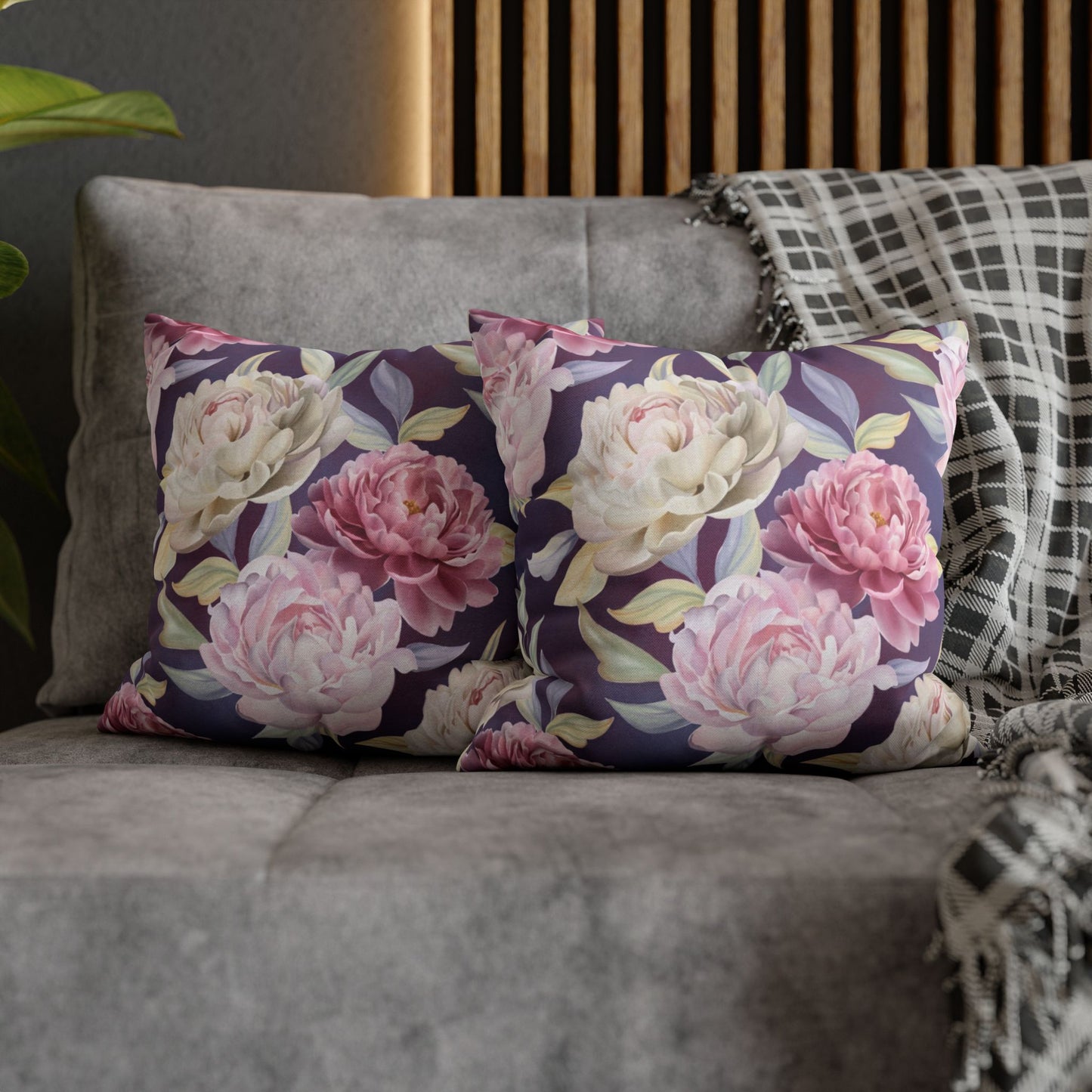 Peony Blossom Cushion Cover - Peony Floral Square Throw Cushion Cover