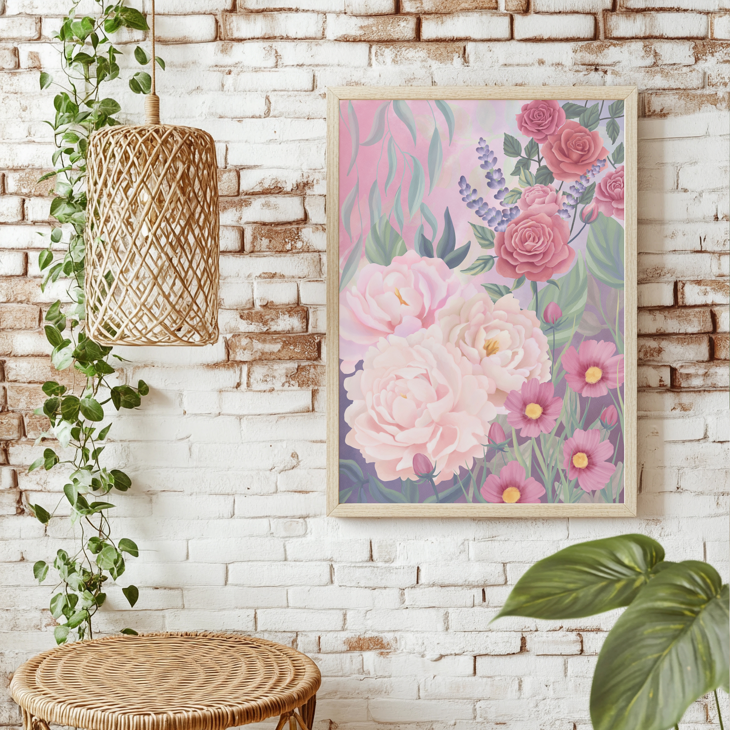 Floral Harmony - Digital Watercolour Painting - Fine Art Print