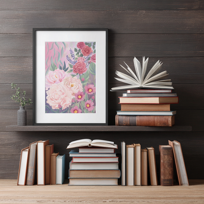 Floral Harmony - Digital Watercolour Painting - Fine Art Print