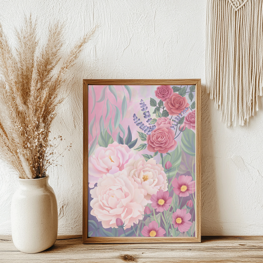Floral Harmony - Digital Watercolour Painting - Fine Art Print