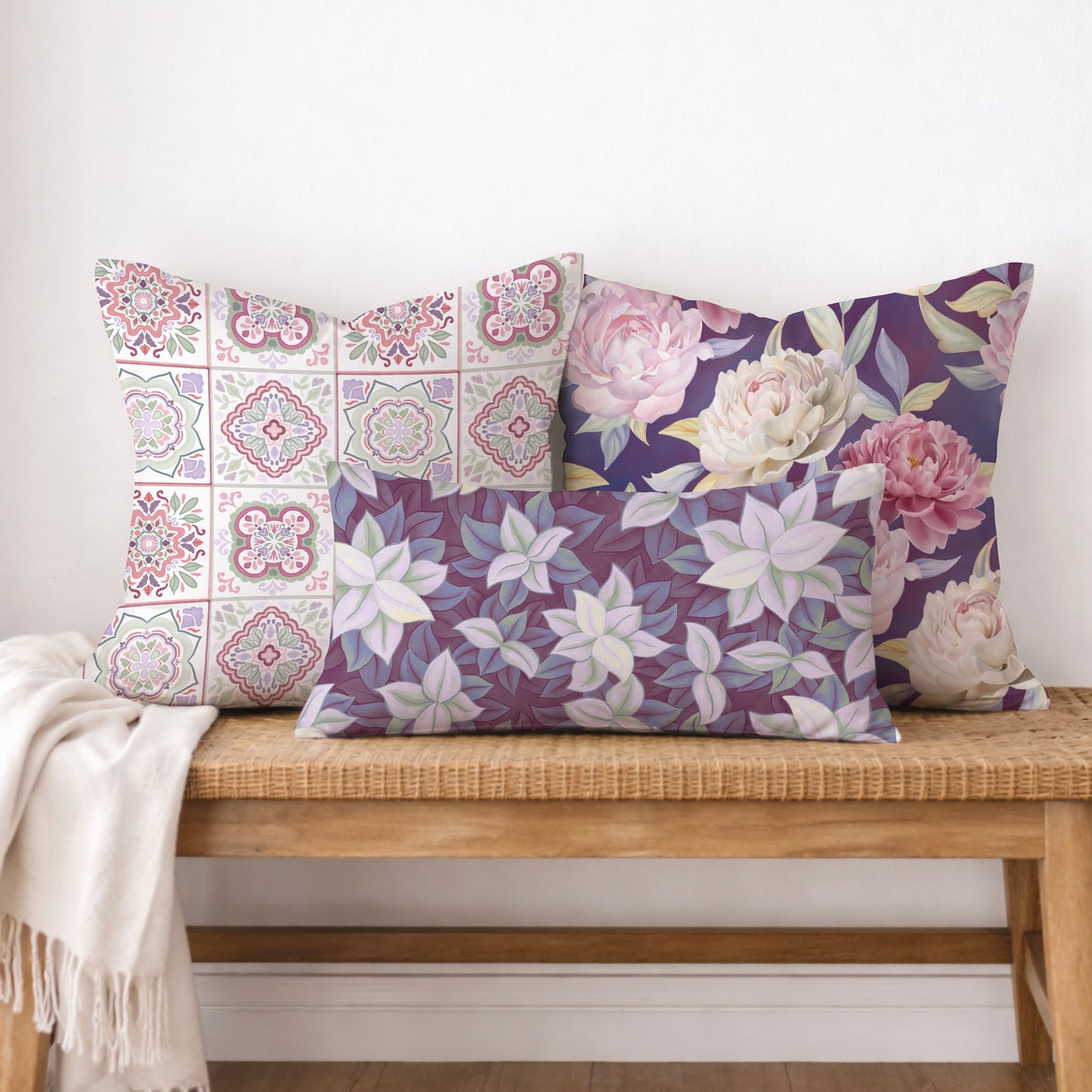 Peony Blossom Cushion Cover - Peony Floral Square Throw Cushion Cover