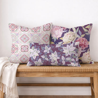Peony Blossom Cushion Cover - Peony Floral Square Throw Cushion Cover