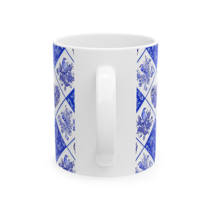 Blue Delft Tile Pattern Ceramic Mug 11oz