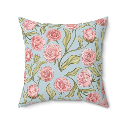 Pastel Pink and Blue Roses Cushion Cover — Decorative Square Throw Cushion Cover