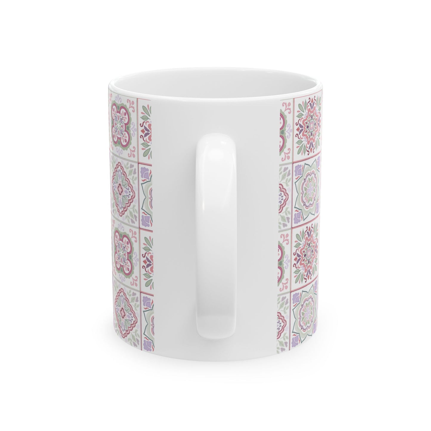 Floral Harmony Tile Pattern Ceramic Mug 11oz