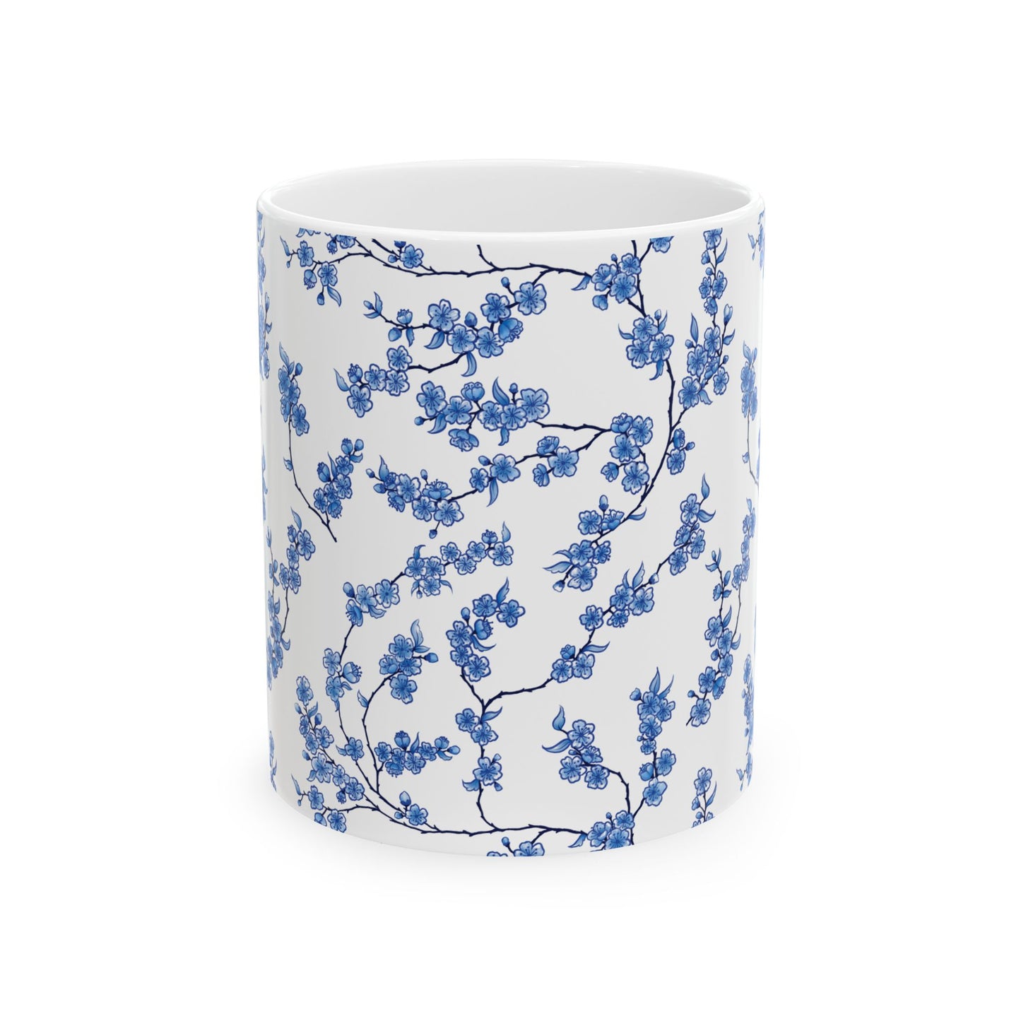Chinoiserie Cherry Blossom Watercolour Ceramic Mug 11oz