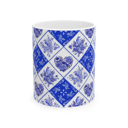 Blue Delft Tile Pattern Ceramic Mug 11oz