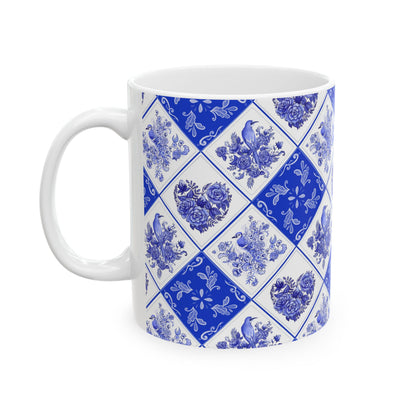 Blue Delft Tile Pattern Ceramic Mug 11oz