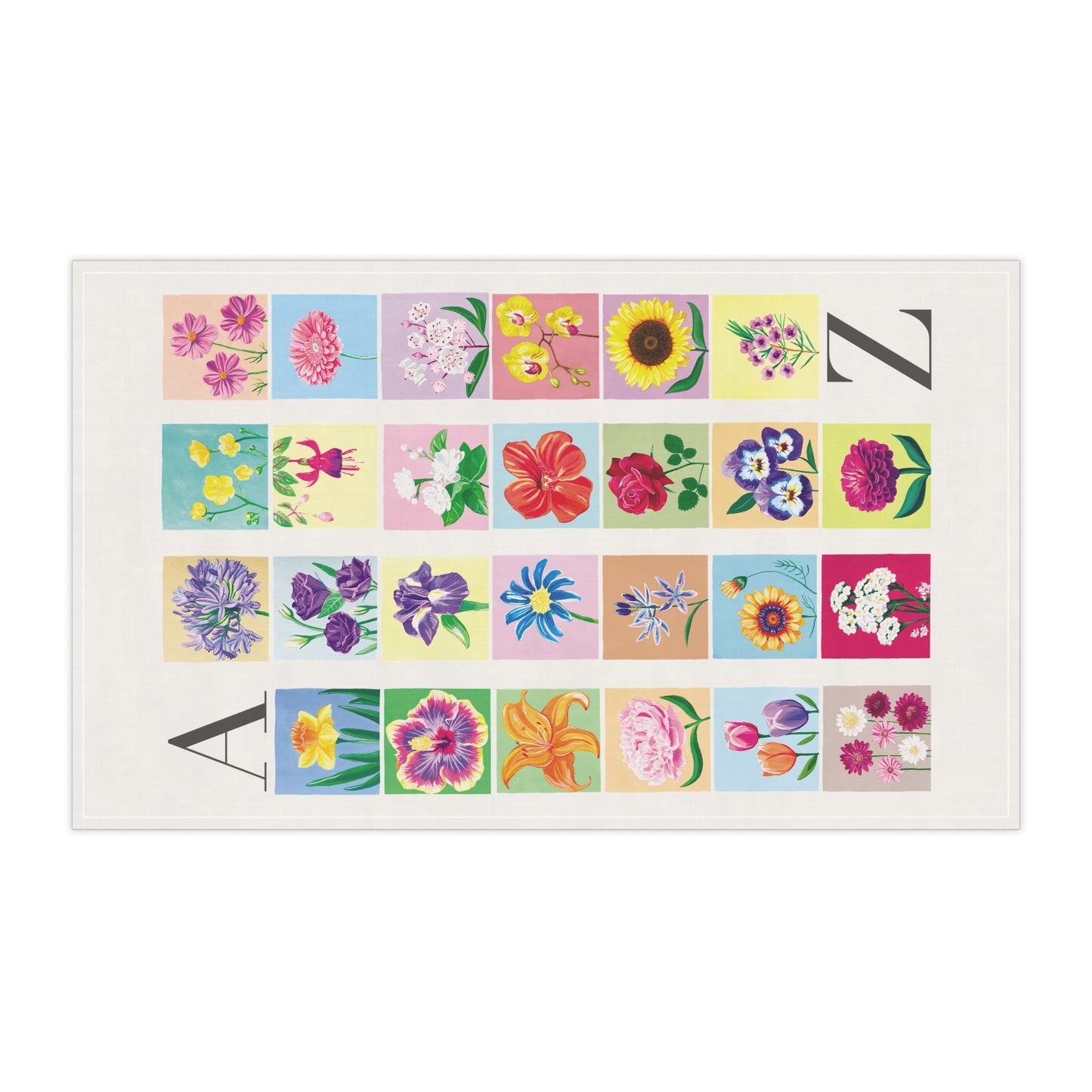 Floral Alphabet Tea Towel – Monogram A–Z Cotton Kitchen Towel