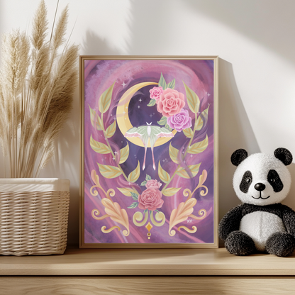 Midnight Moth - Digital Watercolour Painting - Fine Art Giclée Print