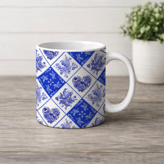 Blue Delft Tile Pattern Ceramic Mug 11oz