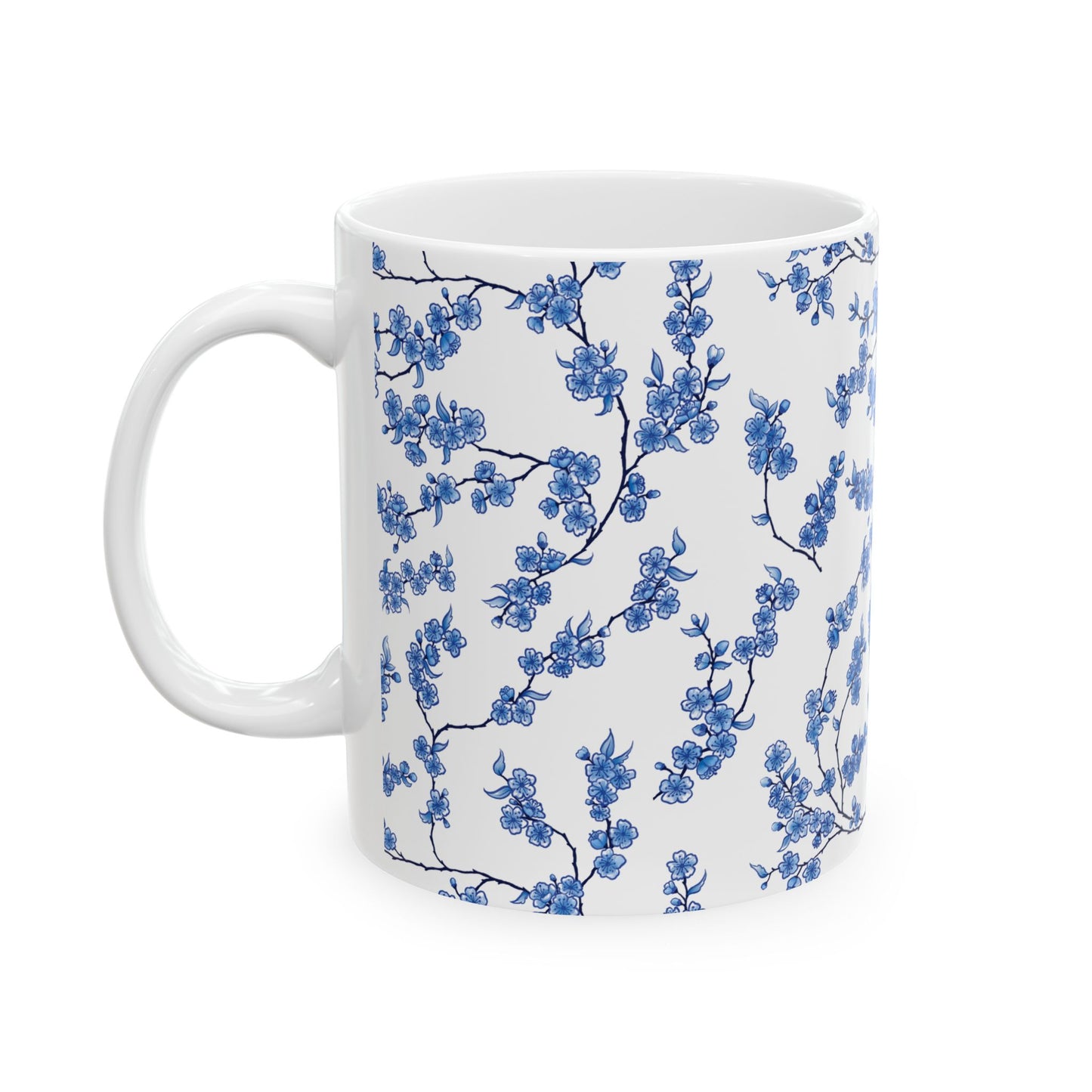 Chinoiserie Cherry Blossom Watercolour Ceramic Mug 11oz