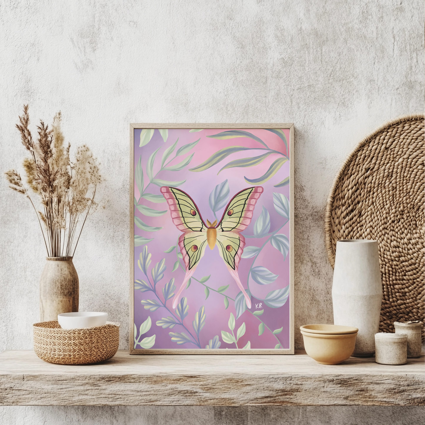 Peaceful Flutter - Digital Watercolour Painting - Fine Art Giclée Print