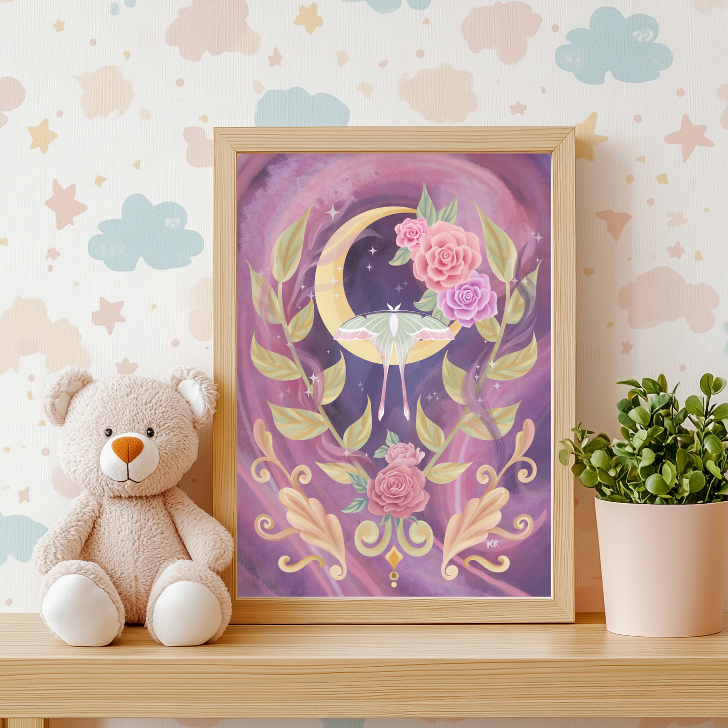 Midnight Moth - Digital Watercolour Painting - Fine Art Giclée Print