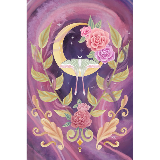Midnight Moth - Digital Watercolour Painting - Fine Art Giclée Print