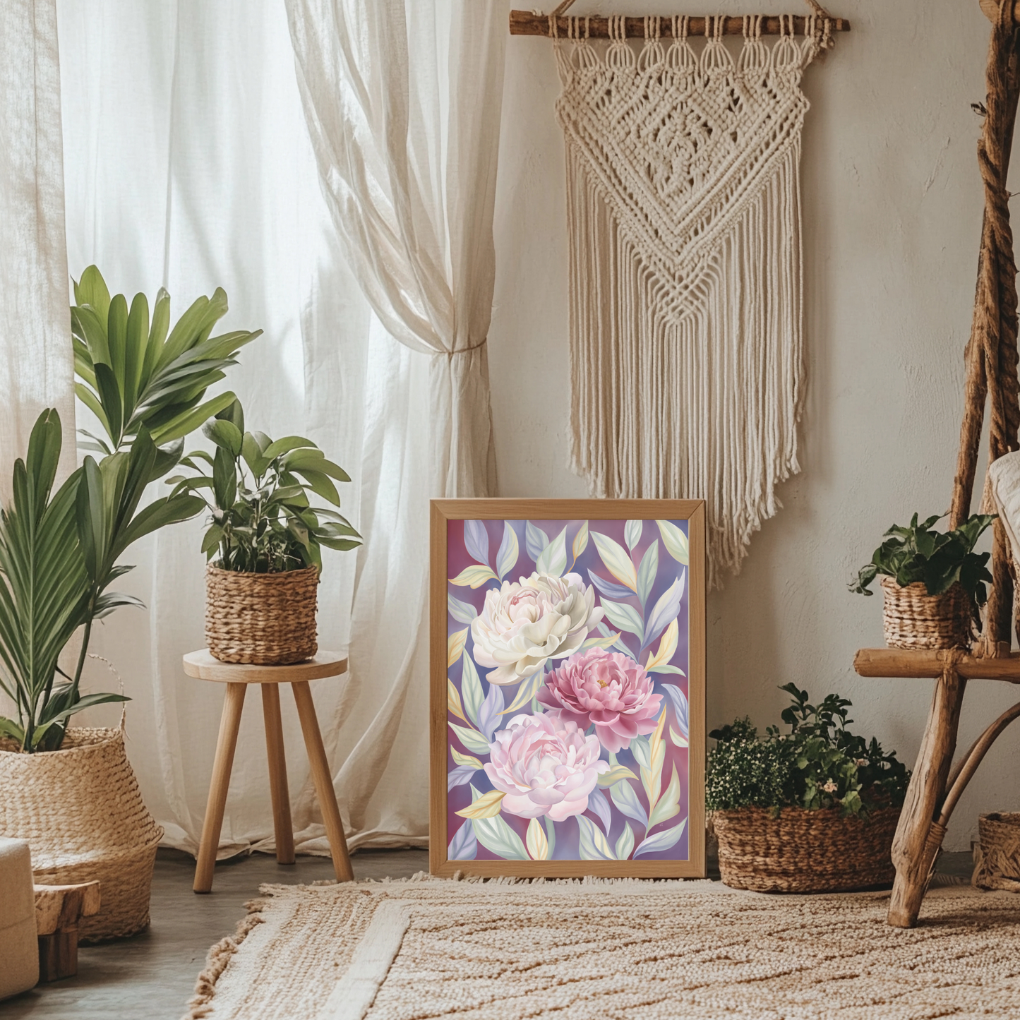 Peony Blossom - Digital Watercolour Painting - Fine Art Giclée Print
