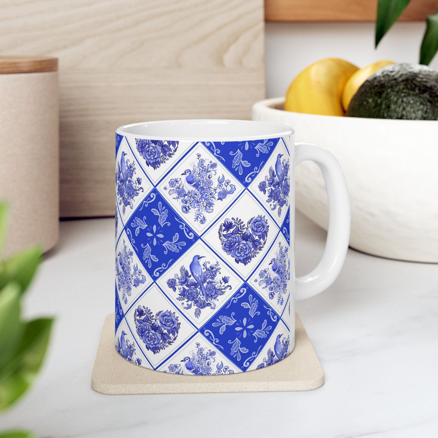 Blue Delft Tile Pattern Ceramic Mug 11oz