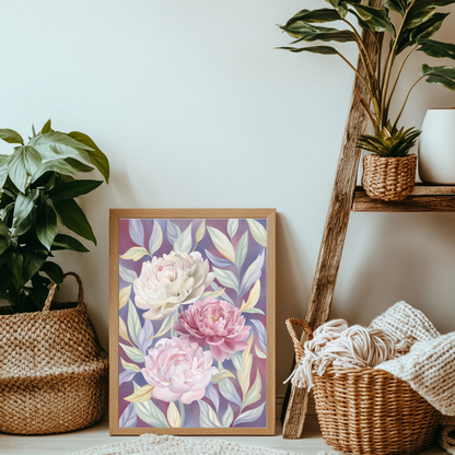 Peony Blossom - Digital Watercolour Painting - Fine Art Giclée Print
