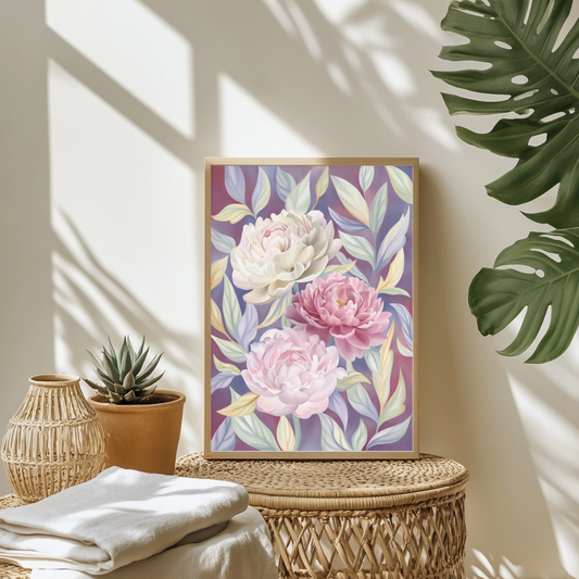 Peony Blossom - Digital Watercolour Painting - Fine Art Giclée Print