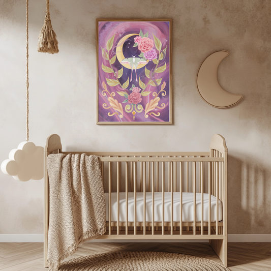 Midnight Moth - Digital Watercolour Painting - Fine Art Giclée Print
