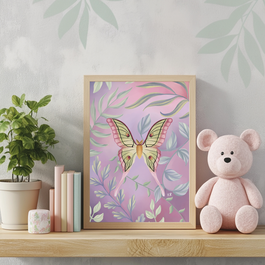 Peaceful Flutter - Digital Watercolour Painting - Fine Art Giclée Print