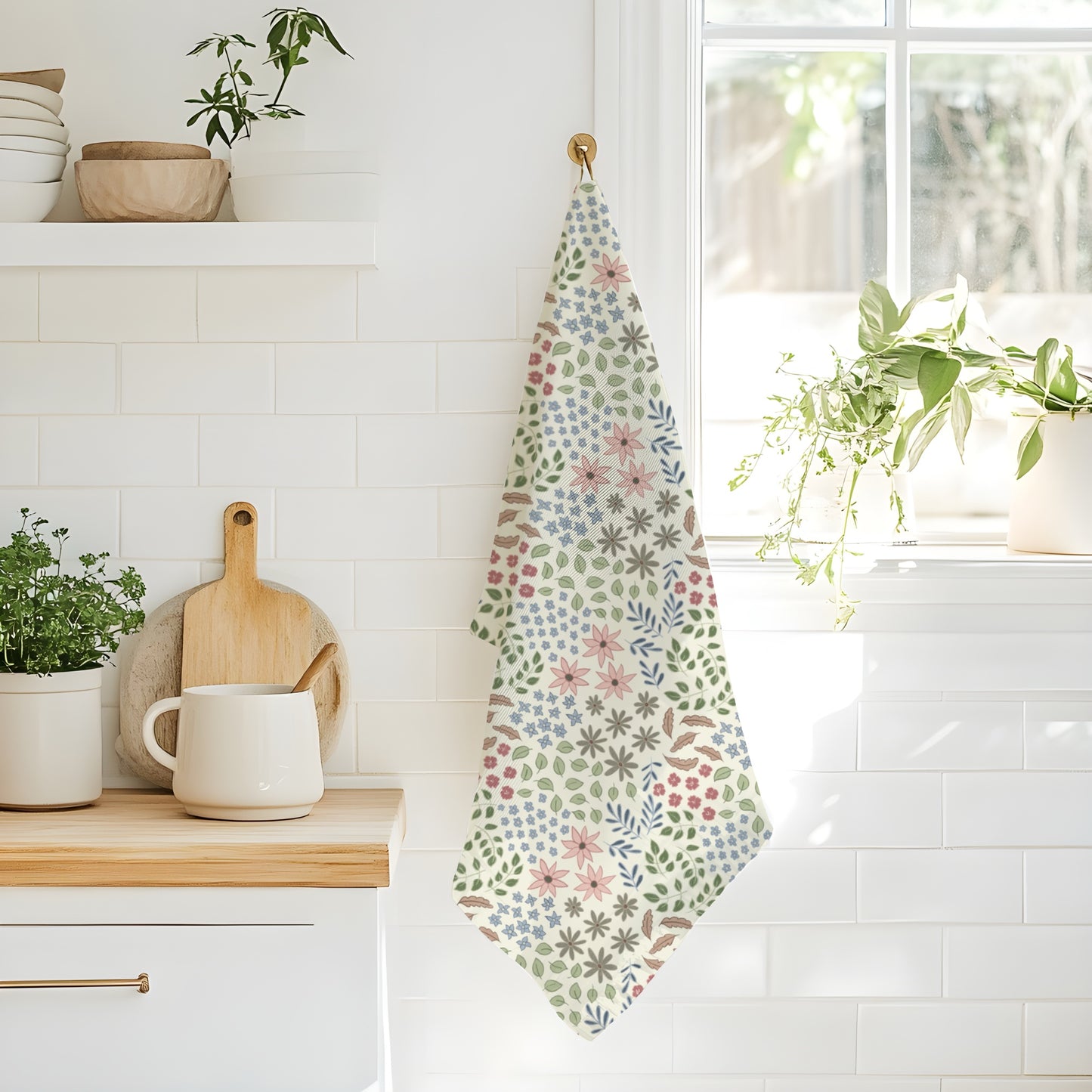 Pastel Wildflower Tea Towel — Floral Spring Kitchen Towel