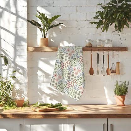 Pastel Wildflower Tea Towel — Floral Spring Kitchen Towel