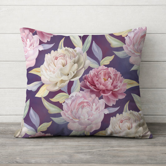 Peony Blossom Cushion Cover - Peony Floral Square Throw Cushion Cover