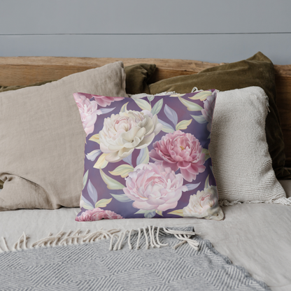 Peony Blossom Cushion Cover - Peony Floral Square Throw Cushion Cover