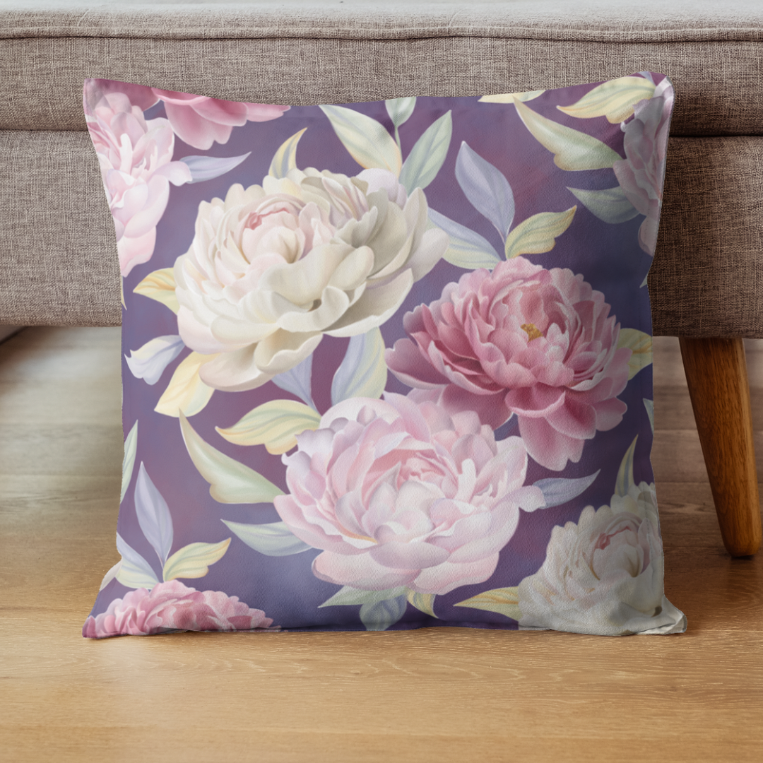 Peony Blossom Cushion Cover - Peony Floral Square Throw Cushion Cover