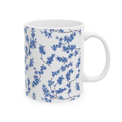 Chinoiserie Cherry Blossom Watercolour Ceramic Mug 11oz